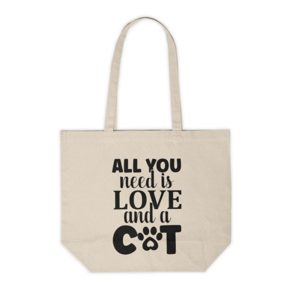 All You Need Is Love And A Cat Custom Canvas Tote Bag